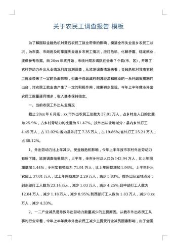 关于农民工调查报告