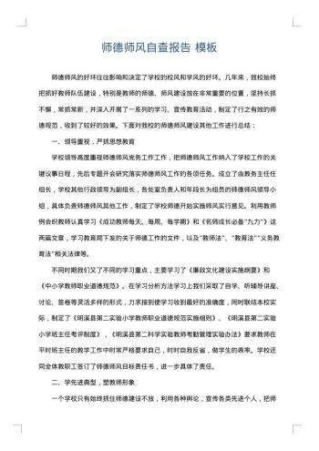 师德师风自查报告