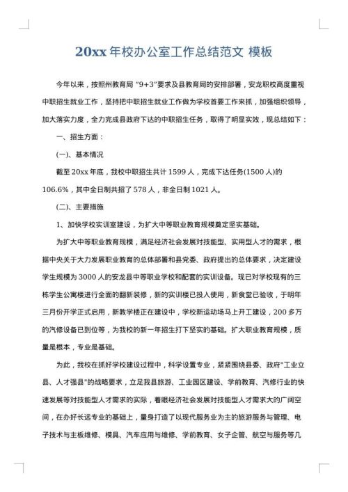 2025年校办公室工作总结范文
