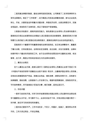 国有企业领导述职述廉报告