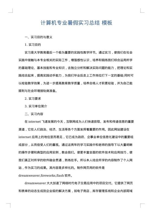 计算机专业暑假实习总结