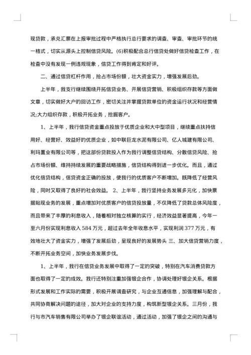 银行信贷员个人工作总结范例