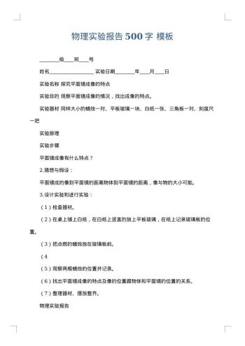 物理实验报告500字