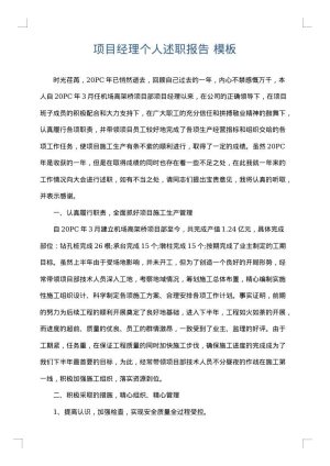 项目经理个人述职报告
