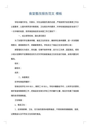 食堂整改报告范文