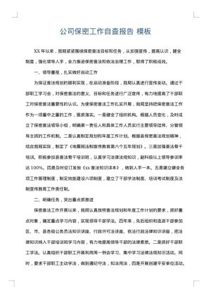 公司保密工作自查报告
