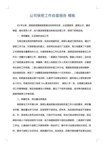 公司保密工作自查报告