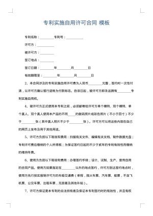 专利实施自用许可合同