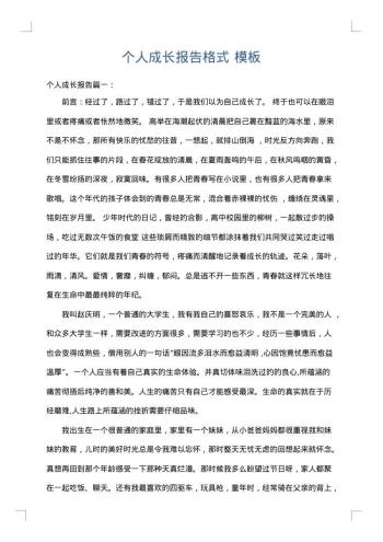 个人成长报告格式