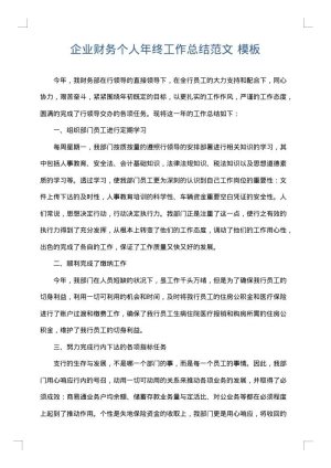 企业财务个人年终工作总结范文