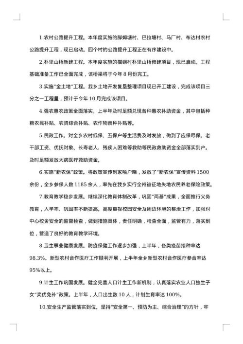 镇上半年工作总结范文
