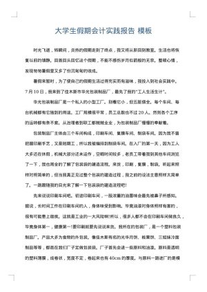 大学生假期会计实践报告