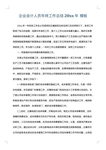 企业会计人员年终工作总结20xx年