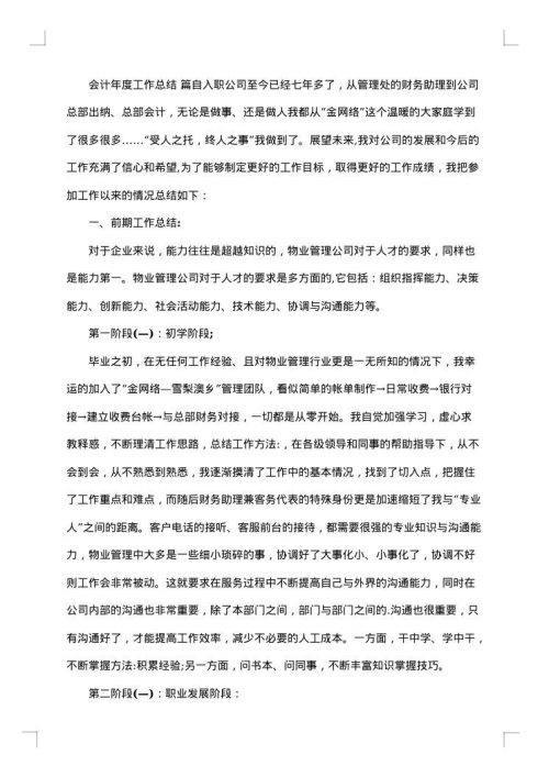 会计年度总结范文
