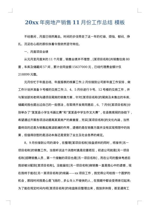 2025年房地产销售11月份工作总结