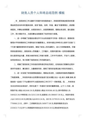 财务人员个人年终总结范例