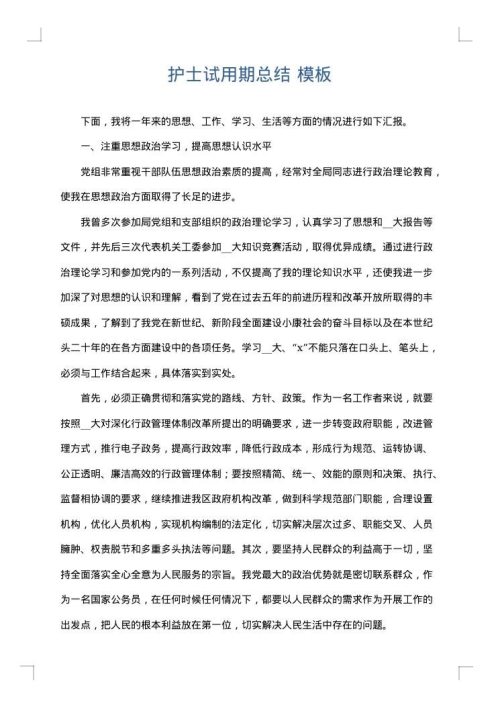 护士试用期总结
