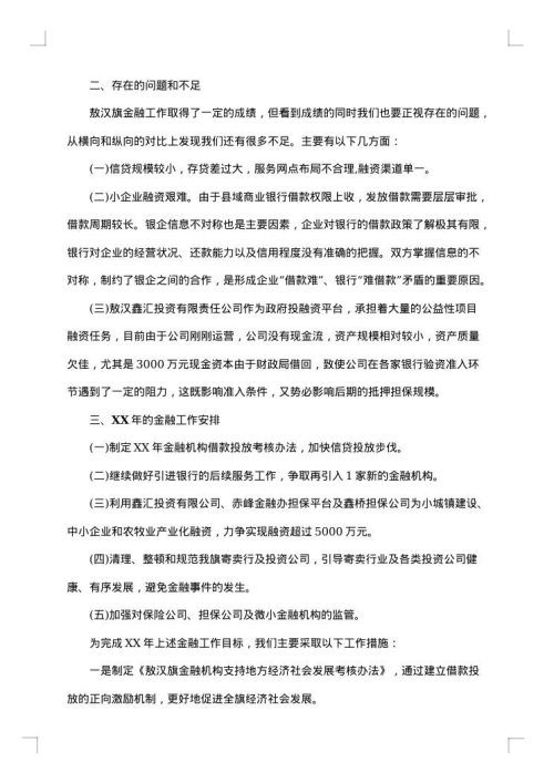 金融办工作总结