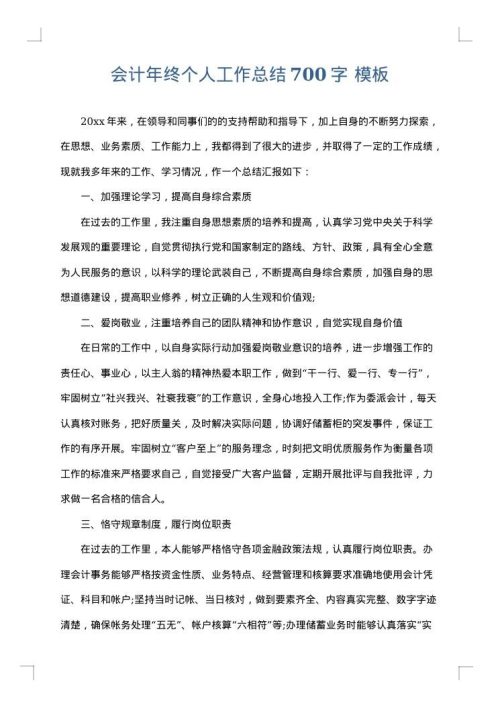 会计年终个人工作总结700字