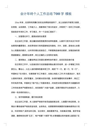 会计年终个人工作总结700字