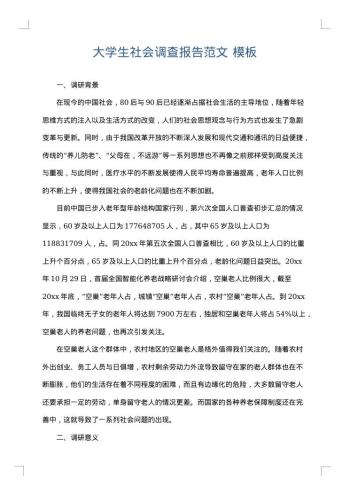 大学生社会调查报告范文