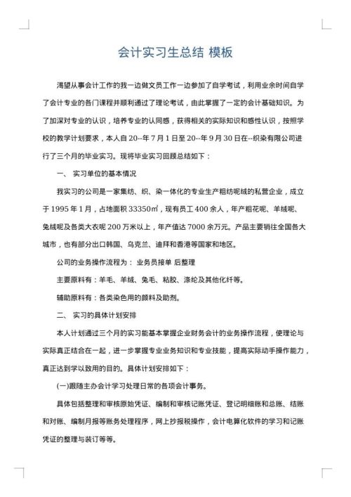 会计实习生总结