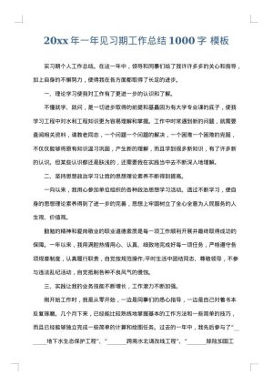 2025年一年见习期工作总结1000字