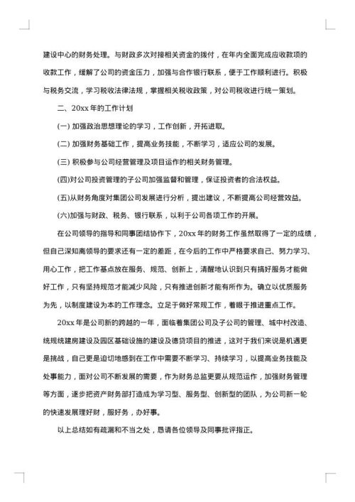 财务总监工作个人总结