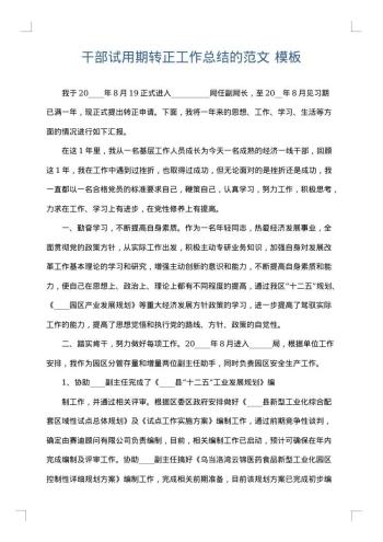 干部试用期转正工作总结的范文
