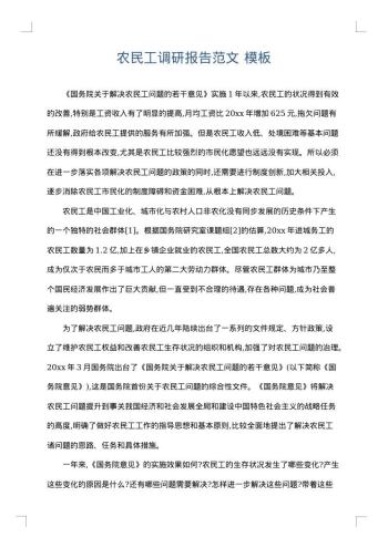 农民工调研报告范文