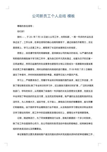 公司新员工个人总结