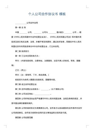 个人公司合作协议书