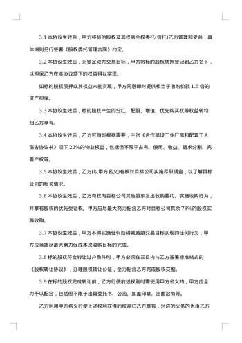 股权转让协议公告