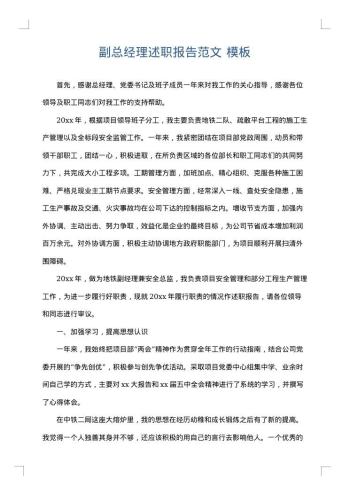 副总经理述职报告范文