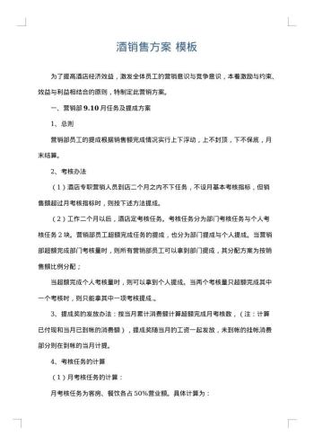 酒销售方案