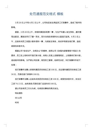 处罚通报范文格式