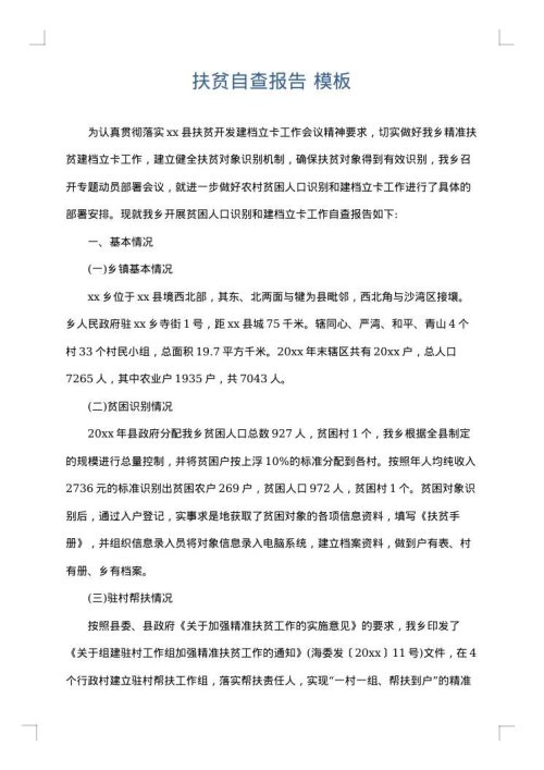扶贫自查报告