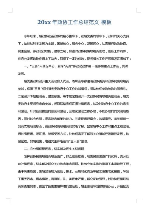 2025年政协工作总结范文