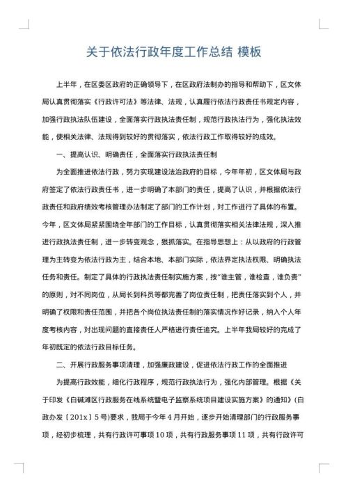 关于依法行政年度工作总结