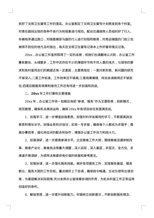 2025年粮食局办公室工作总结范文