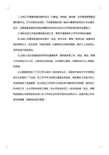 财务出纳年终工作总结范文