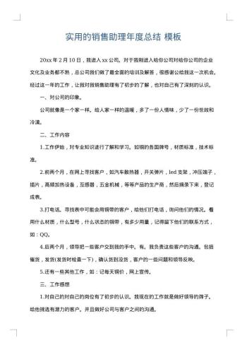 实用的销售助理年度总结