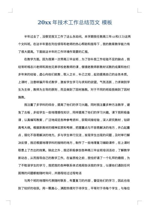 2025年技术工作总结范文
