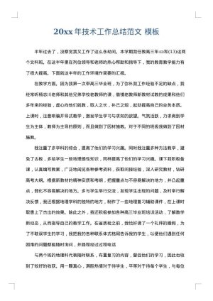 2025年技术工作总结范文