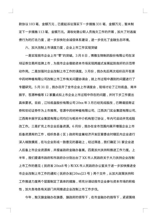 金融办工作总结