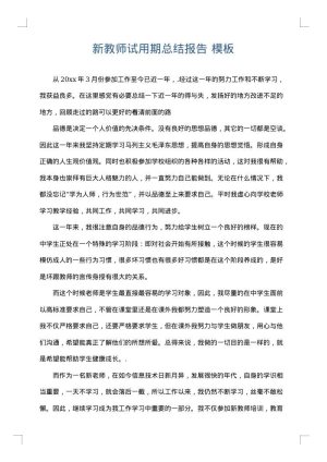 新教师试用期总结报告