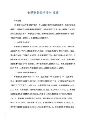 专题财务分析报告