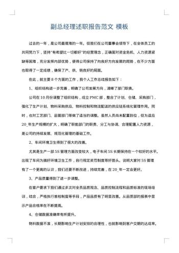 副总经理述职报告范文