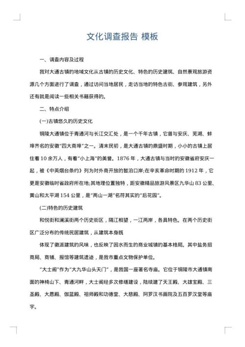 文化调查报告