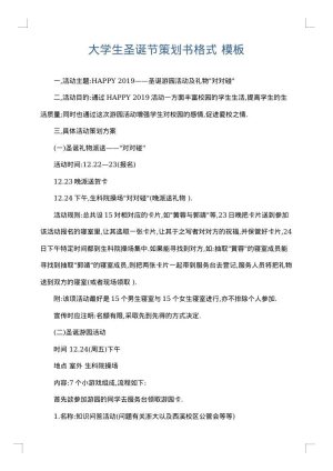 大学生圣诞节策划书格式